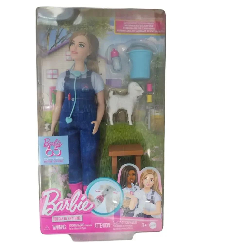 Barbie 65th Anniversary Careers Farm Vet Doll & 10 Accessories NWT